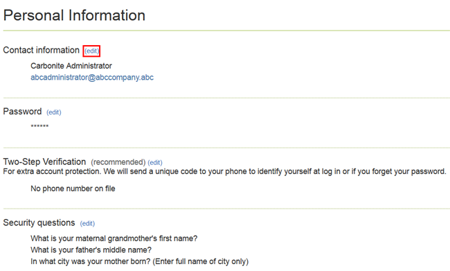 Edit your Personal information