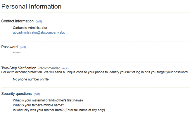Billing Information Tab