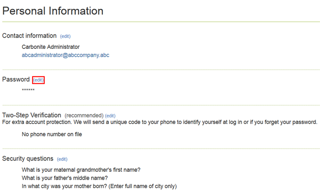 Edit your Personal information