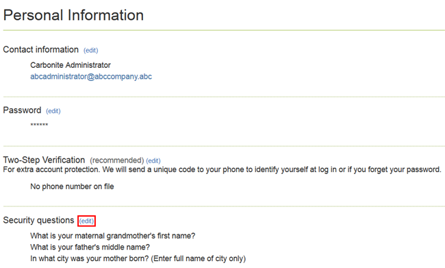 Edit your Personal information