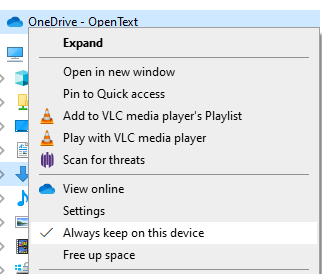 OneDrive Settings: Files On-Demand slider
