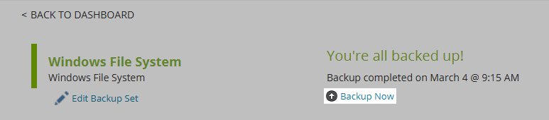 Backup Details Page
