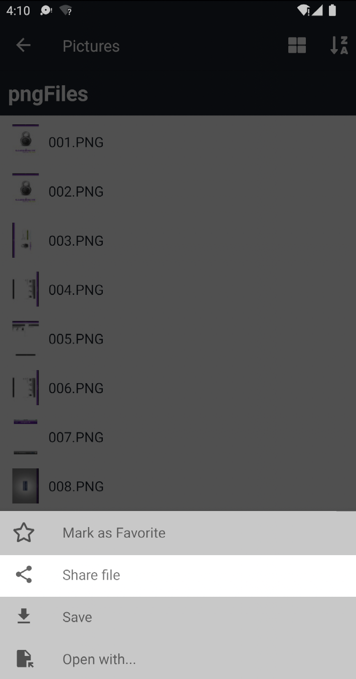 Tap and hold to Share the file