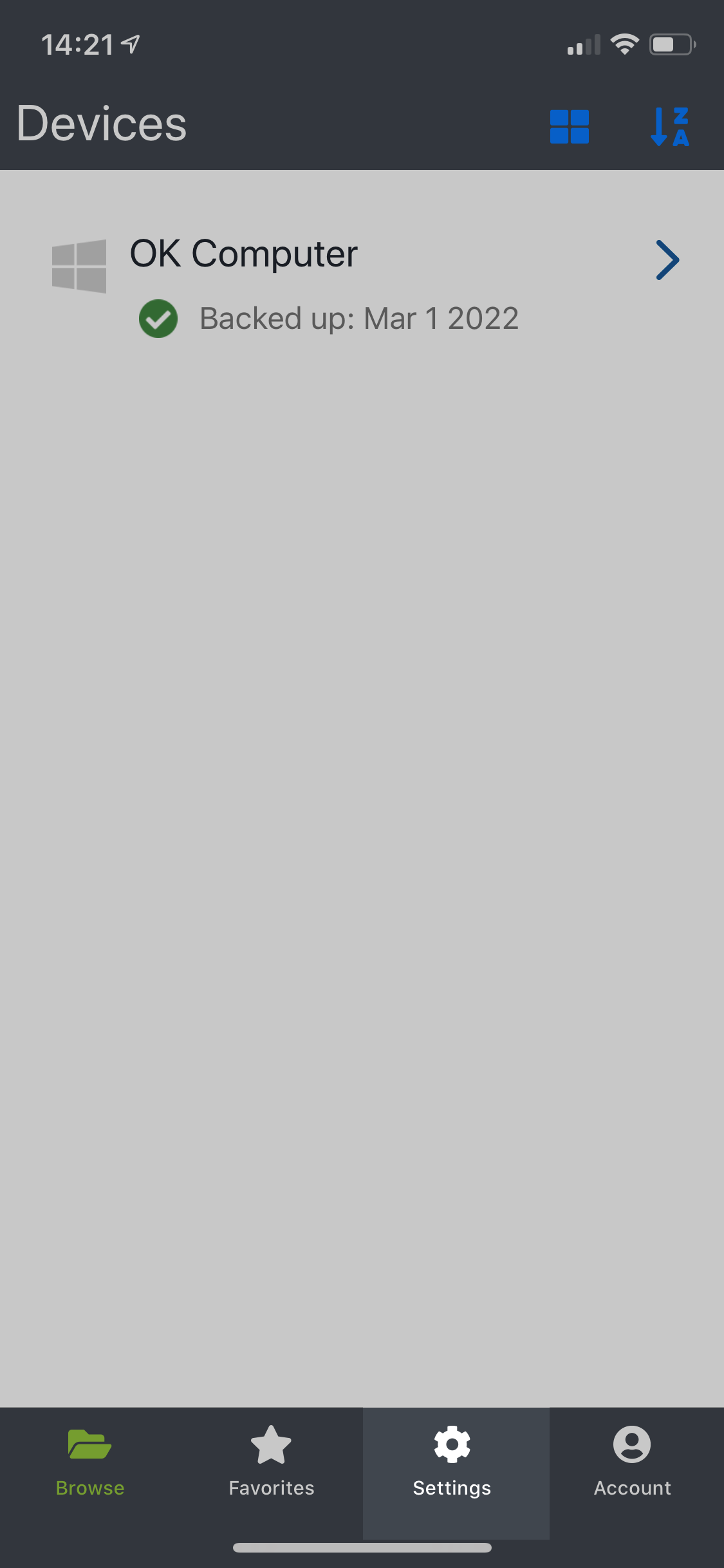 Tap the Settings tab