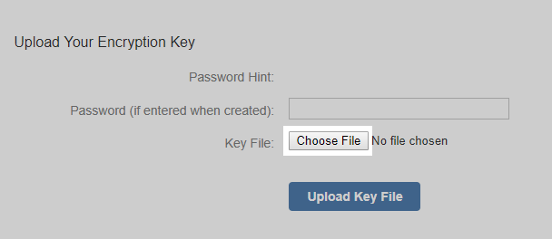 Carbonite Safe Backup Pro Portal: Click Choose File to select the .PEM file
