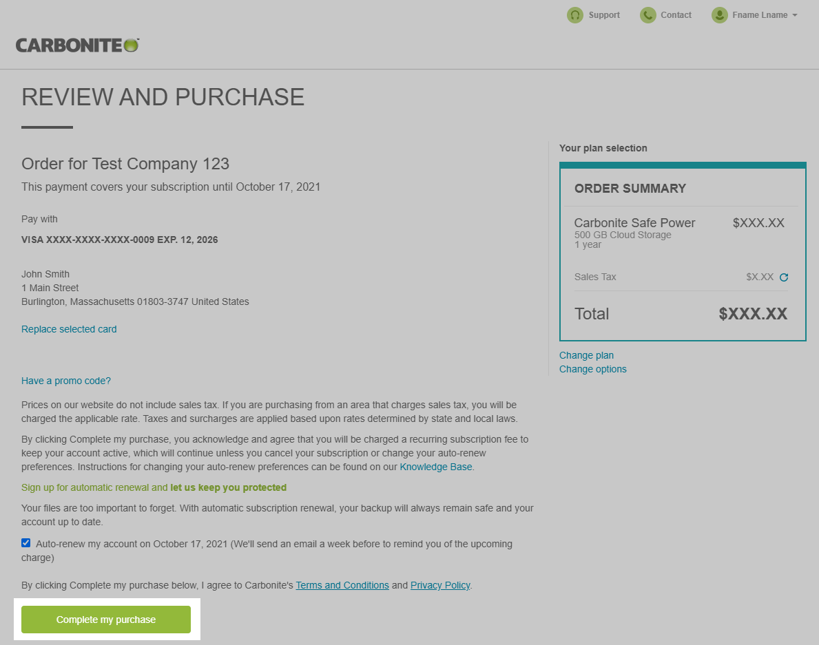 Click Complete my Purchase