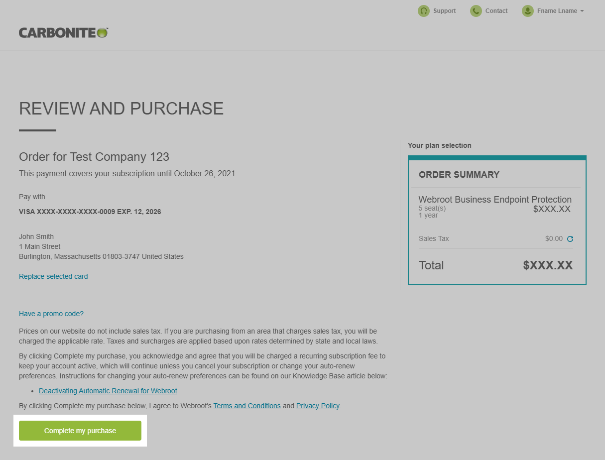 Click Complete my Purchase