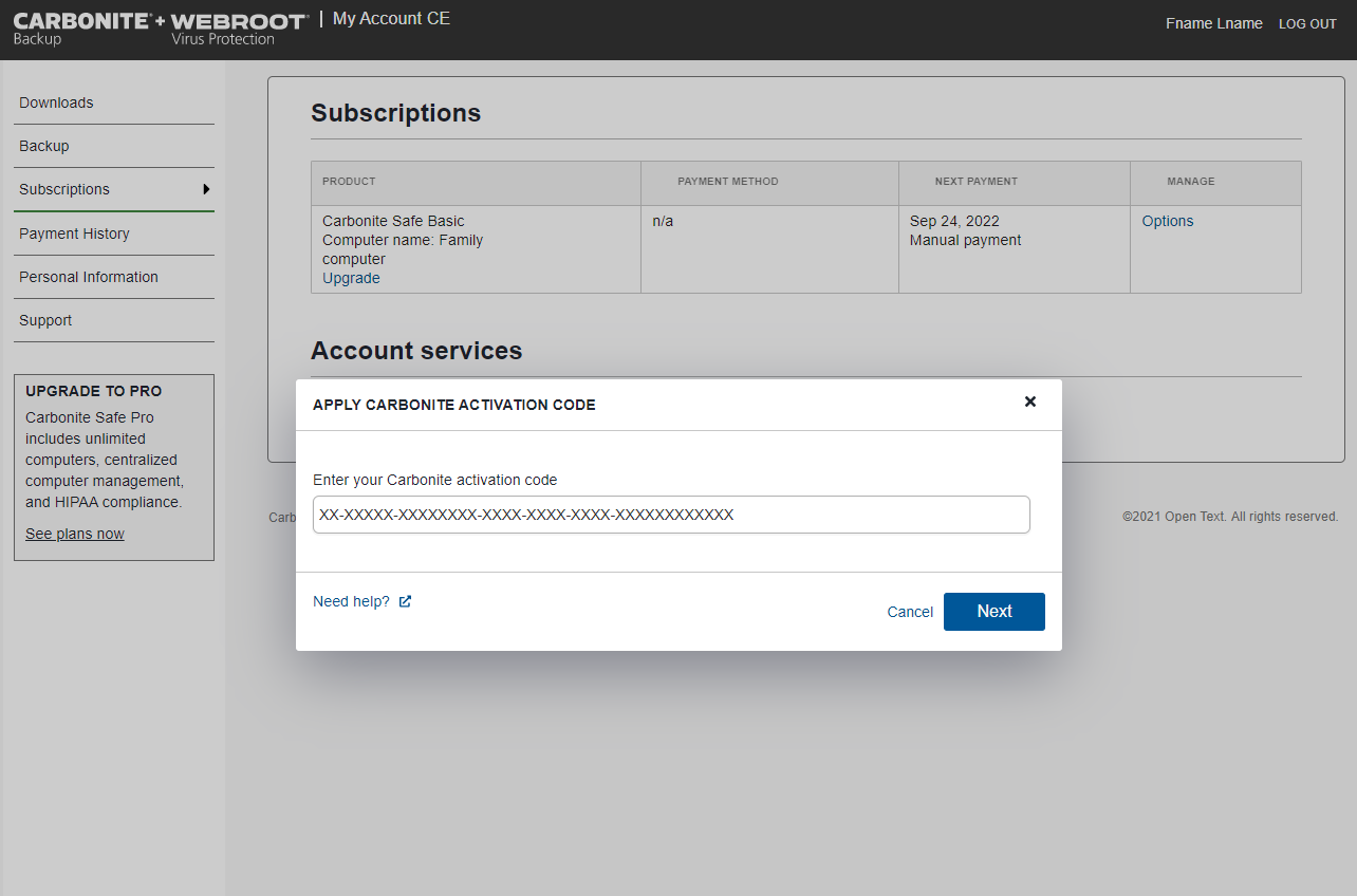 Click Enter your activation code and click next