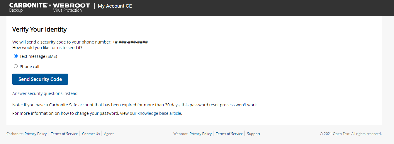 Click Send Security Code
