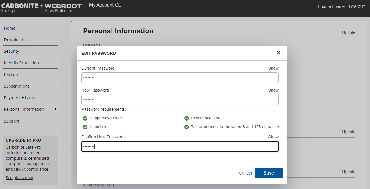 Enter your password and click Save