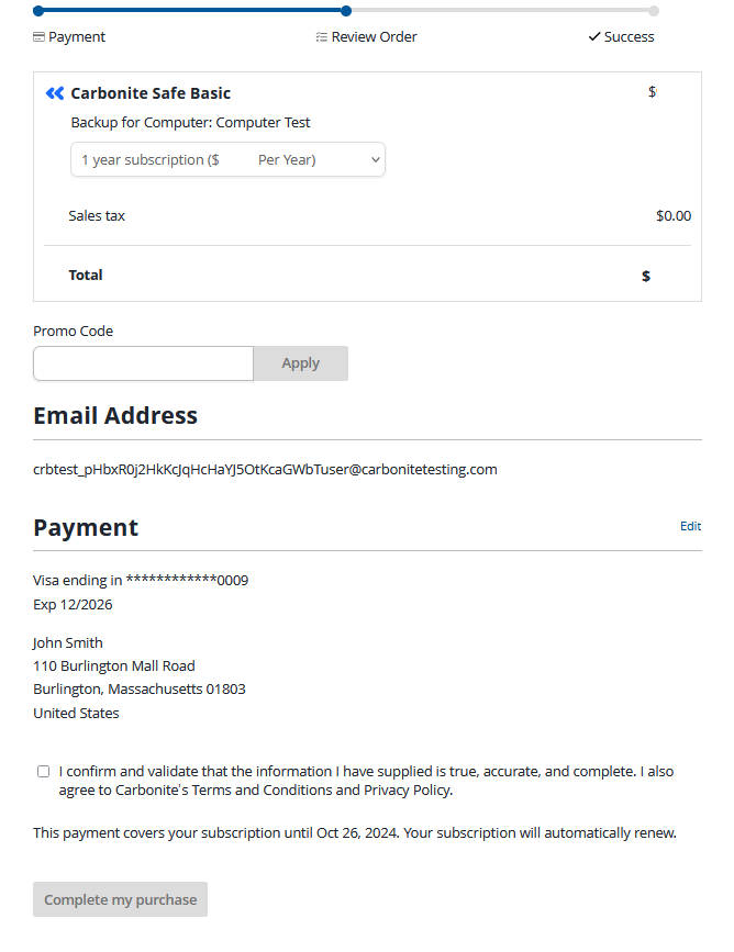 Review Order