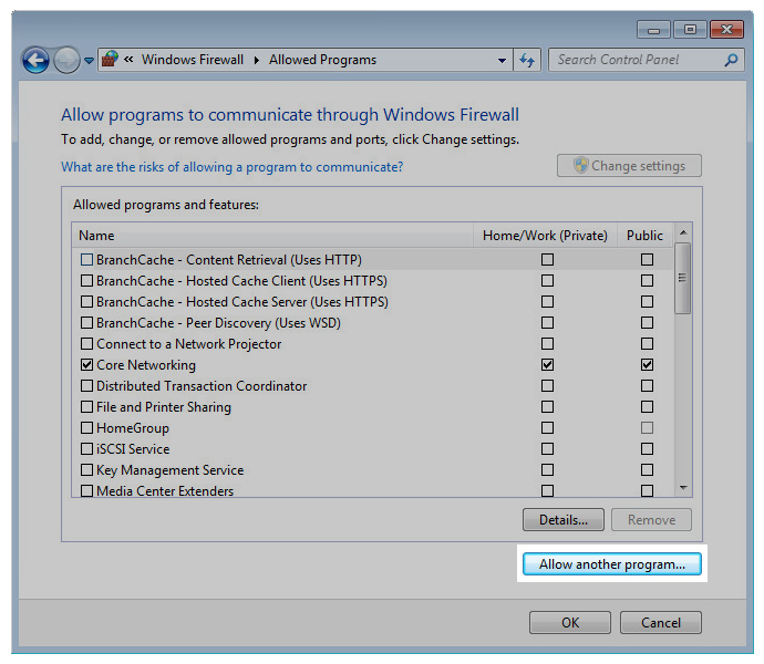 Click allow another program