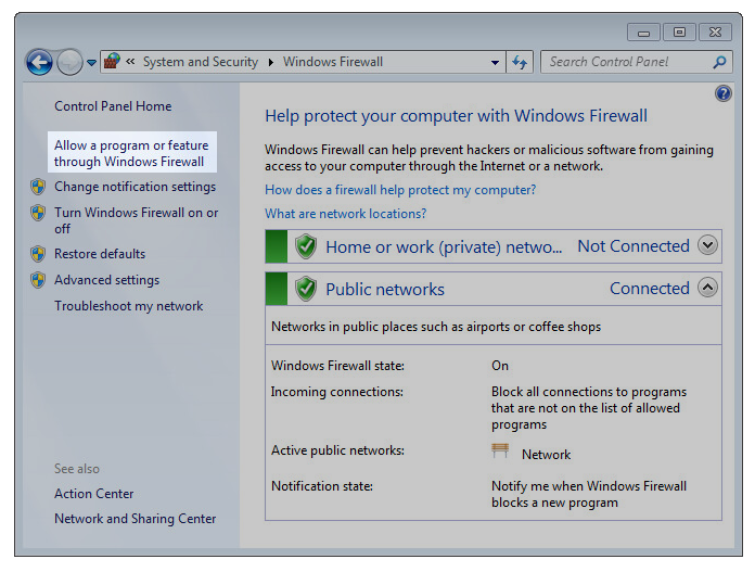 Allow a Program through Windows Firewall