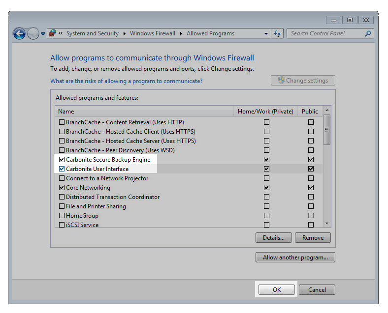 Click OK to save changes