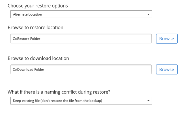 Restore Location / Download Location