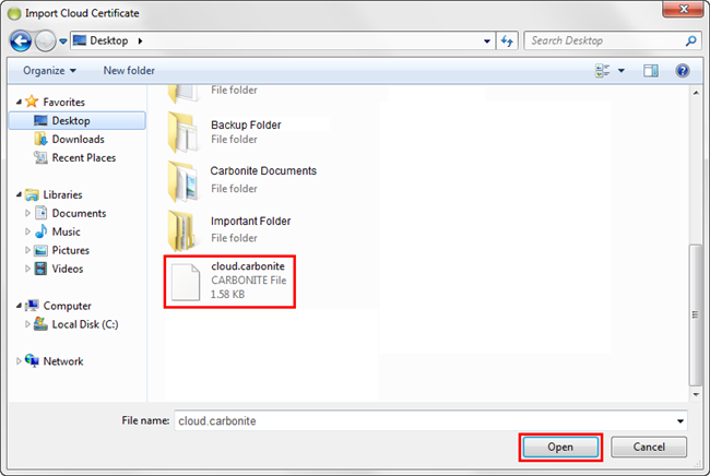 Select Certificate