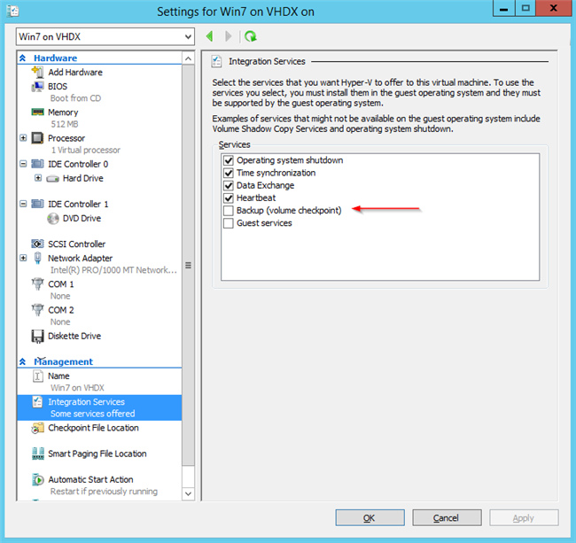 Backup (volume checkpoint)