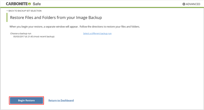 Launch File Restore Wizard