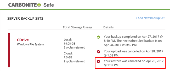 Restore Canceled