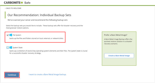 Select File System Backup