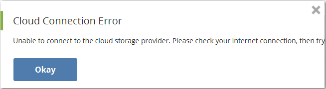 Cloud Connection Error as seen while checking CSSB's Cloud Connection