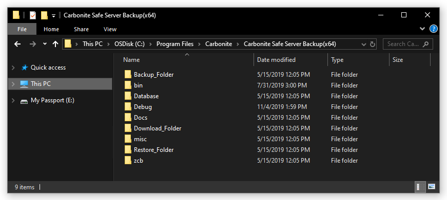 Screenshot of Windows Explorer location