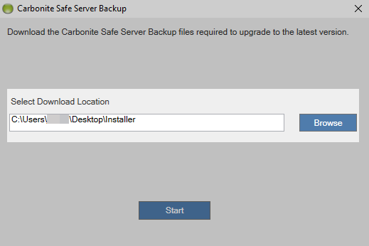 Select the location that Carbonite Safe Server Backup will download the necessary files for the installation or update.