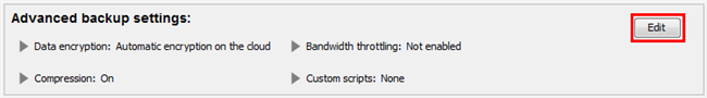 Edit Advanced Backup Settings