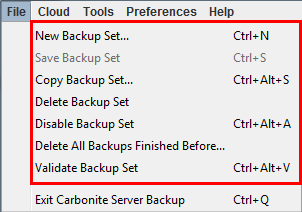 File Menu Options