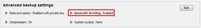 Edit Backup Set Throttling