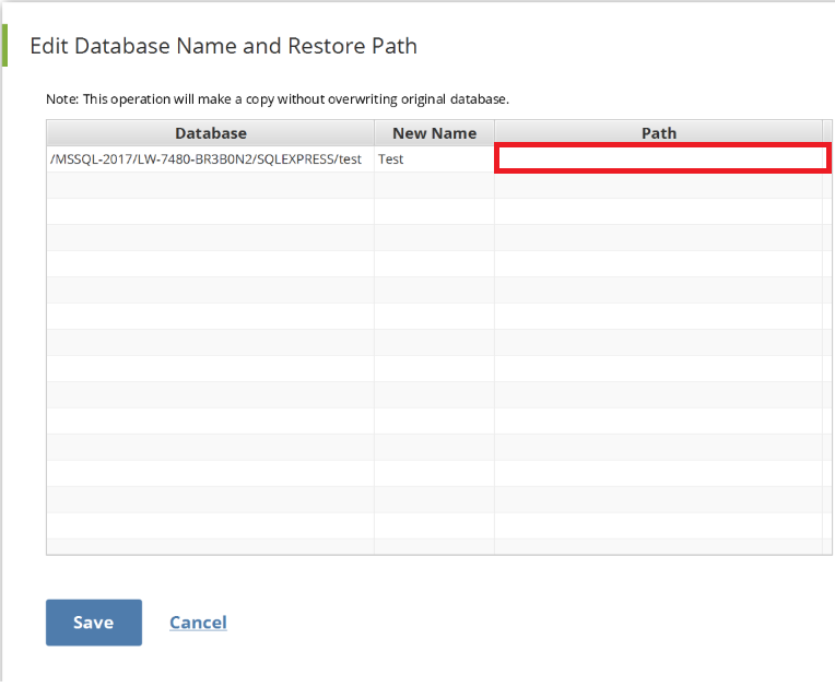 Click the path field to select a path