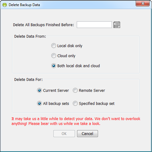 Delete Backups Options