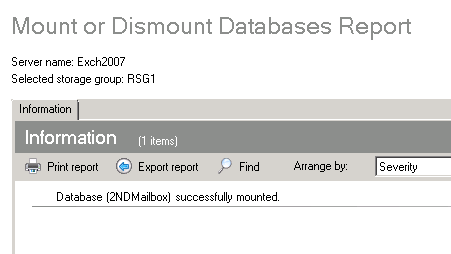 Datababse Mount Result