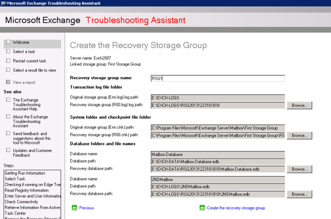 Location of Storage Group