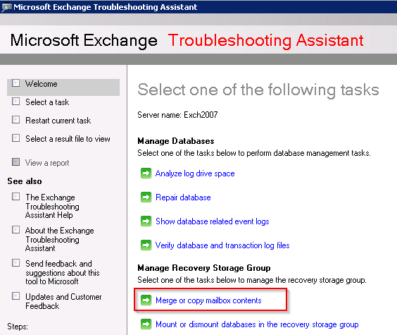 Select Merge or Copy Content
