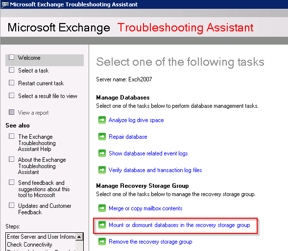 Select Mount or Dismount