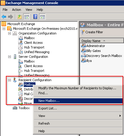 Create Temporary User Mailbox