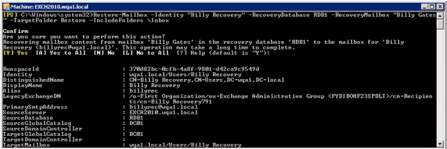 Restore to Temporary Mailbox