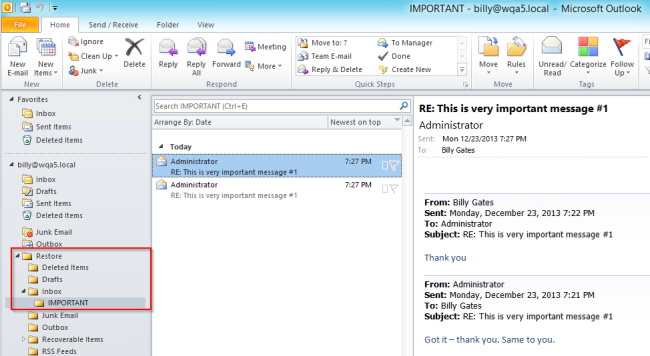 Verify Restored Items