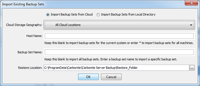 Restore Catalog Window