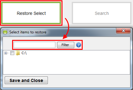 Restore Select Filter Files