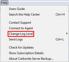 Select Change Log Level