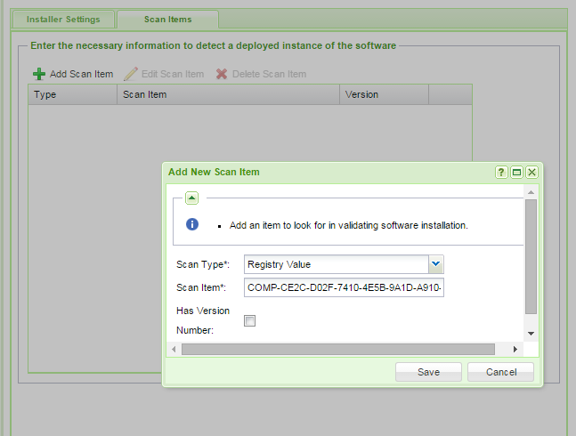 Kaseya Scan Items: Add New Scan Item