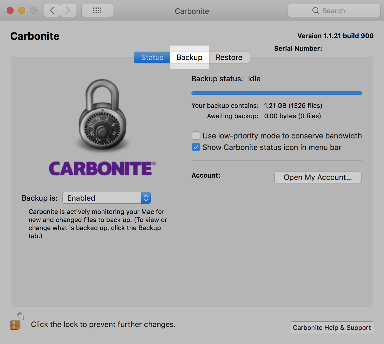 Carbonite Preference Pane