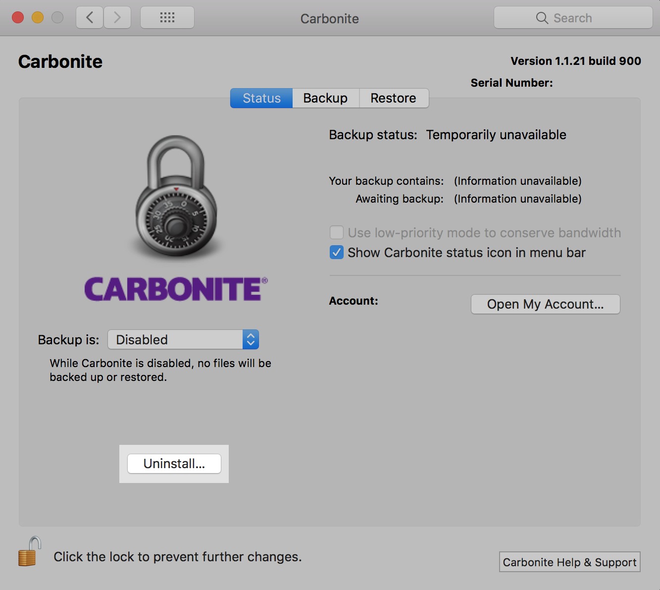 Click Uninstall.