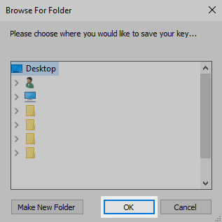 Windows Explorer: Browse to the folder you wish to save the file and click OK